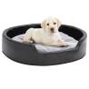 Dog Bed Black and Grey 79x70x19 cm Plush and Faux Leather Colour grey Size 79 x 70 x 19 cm 