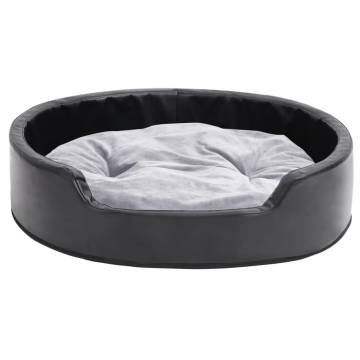 Luxury Black & Grey Dog Bed - Plush & Faux Leather - 79x70 cm