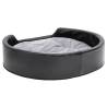 Luxury Black & Grey Dog Bed - Plush & Faux Leather - 79x70 cm