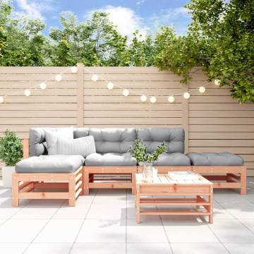 6 Piece Garden Lounge Set - Solid Douglas Wood | Hipomarket