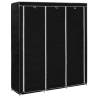 Black Fabric Wardrobe with Compartments - 150x45x175 cm