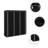 Black Fabric Wardrobe with Compartments - 150x45x175 cm