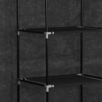 Black Fabric Wardrobe with Compartments - 150x45x175 cm