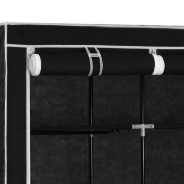 Black Fabric Wardrobe with Compartments - 150x45x175 cm