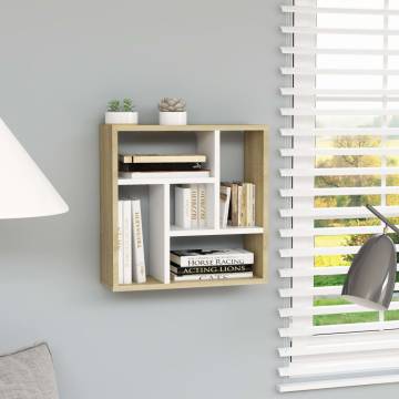 Modern Wall Shelf - White & Sonoma Oak - 45.1x16x45.1 cm