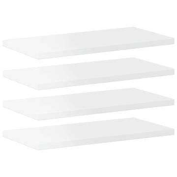 High Gloss White Bookshelf Boards - 4pcs | 40x20 cm