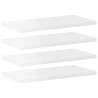 High Gloss White Bookshelf Boards - 4pcs | 40x20 cm