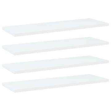 4 pcs White Bookshelf Boards - 60x20x1.5 cm Engineered Wood