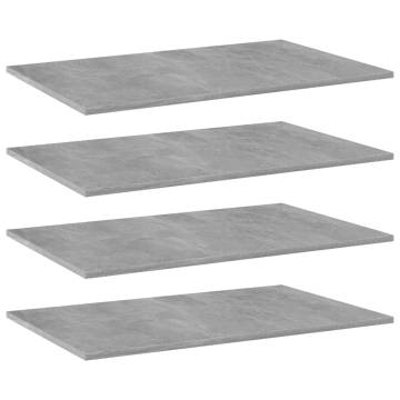 Concrete Grey Bookshelf Boards - 4 pcs, 80x50x1.5 cm