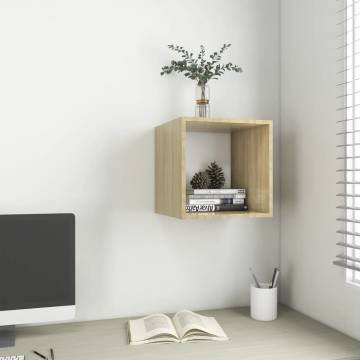 Wall Cabinet White & Sonoma Oak - 37x37 cm - Modern Storage