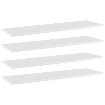 4 pcs High Gloss White Bookshelf Boards - 100x30 cm - HipoMarket