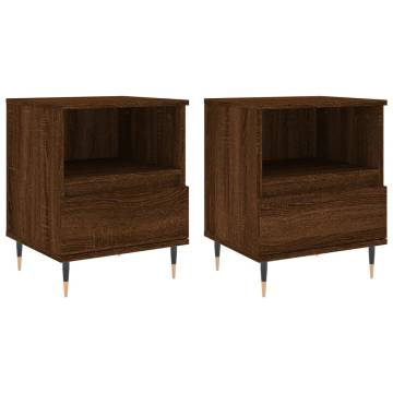 Stylish Brown Oak Bedside Cabinets - Set of 2 | HipoMarket