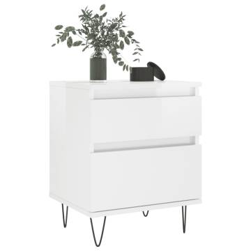 Stylish High Gloss White Bedside Cabinets - Set of 2 | Hipomarket