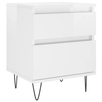 Stylish High Gloss White Bedside Cabinets - Set of 2 | Hipomarket