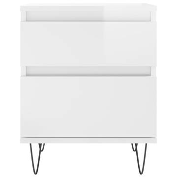 Stylish High Gloss White Bedside Cabinets - Set of 2 | Hipomarket