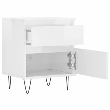 Stylish High Gloss White Bedside Cabinets - Set of 2 | Hipomarket