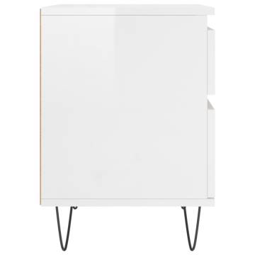 Stylish High Gloss White Bedside Cabinets - Set of 2 | Hipomarket