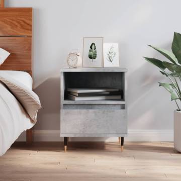 Stylish Concrete Grey Bedside Cabinet - 40x35x50 cm