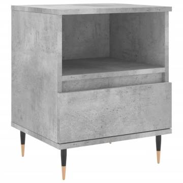 Stylish Concrete Grey Bedside Cabinet - 40x35x50 cm