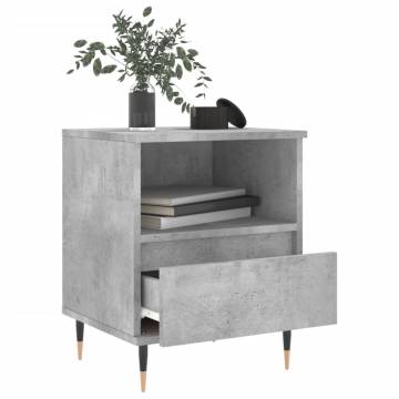 Stylish Concrete Grey Bedside Cabinet - 40x35x50 cm