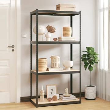 4-Layer Storage Shelf - Anthracite Steel & Engineered Wood