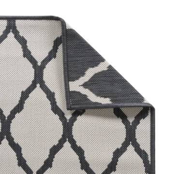 Outdoor Rug Grey & White 100x200 cm - Reversible Design