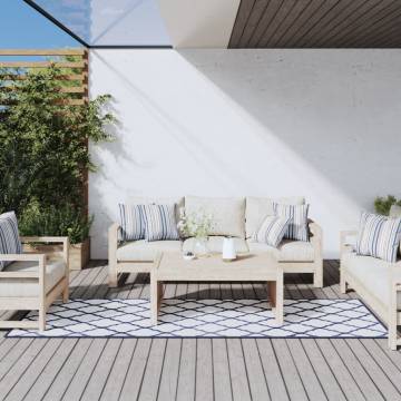 Stylish Navy & White Outdoor Rug 80x250 cm - Reversible Design