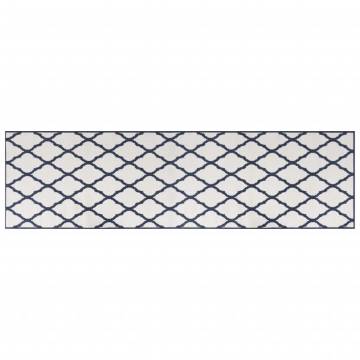 Stylish Navy & White Outdoor Rug 80x250 cm - Reversible Design