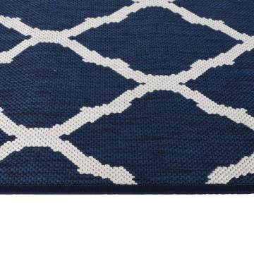 Stylish Navy & White Outdoor Rug 80x250 cm - Reversible Design