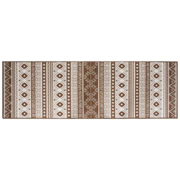 Stylish Outdoor Rug 80x250 cm Brown & White Reversible Design