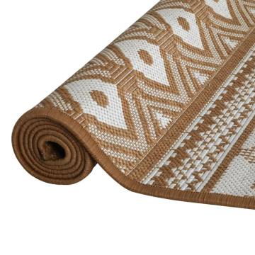 Stylish Outdoor Rug 80x250 cm Brown & White Reversible Design