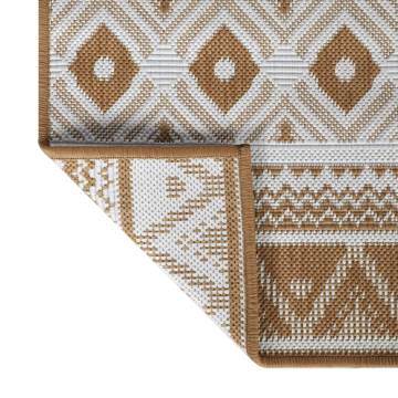 Stylish Outdoor Rug 80x250 cm Brown & White Reversible Design