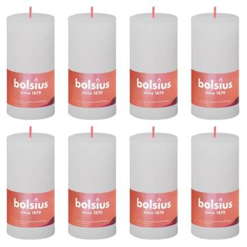 Bolsius Rustic Pillar Candles Shine - 8 pcs Cloudy White