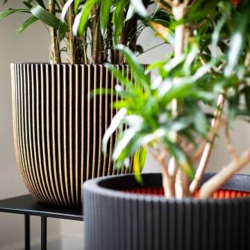 Capi Planter Groove 35x34 cm Black | Eco-Friendly & Stylish