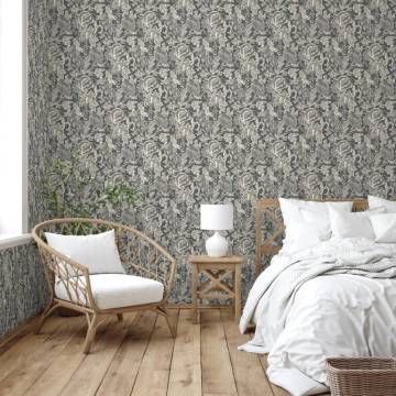 DUTCH WALLCOVERINGS Mae Wallpaper Black & Beige - Stylish Decor