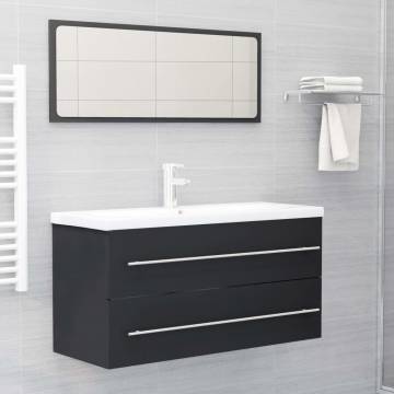 Stylish 2 Piece Bathroom Furniture Set - Grey Engineered Wood