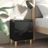 Bed Cabinet with Solid Wood Legs High Gloss Black 40x30x50cm Colour high gloss black Quantity in Package 1 