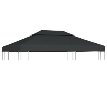 2-Tier Gazebo Top Cover 310 g/m² 4x3 m Anthracite - Hipomarket