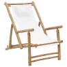 Deck Chair Bamboo and Canvas Cream White Colour cream white Quantity in Package 1 