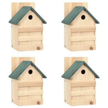 Bird Houses 4 pcs Firwood - Stylish Outdoor Shelter for Birds