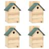 Bird Houses 4 pcs Firwood - Stylish Outdoor Shelter for Birds