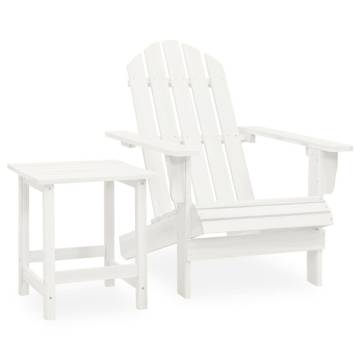 Garden Adirondack Chair with Table - Solid Fir Wood White