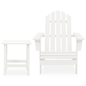 Garden Adirondack Chair with Table - Solid Fir Wood White