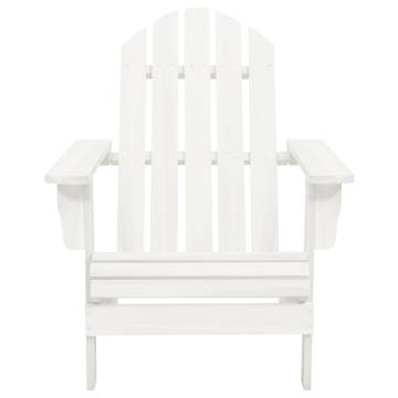 Garden Adirondack Chair with Table - Solid Fir Wood White