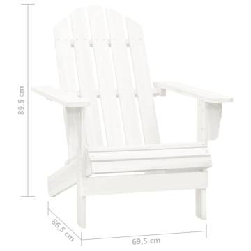 Garden Adirondack Chair with Table - Solid Fir Wood White