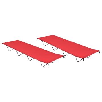 Camping Beds 2 pcs - Foldable & Sturdy - Oxford Fabric Red