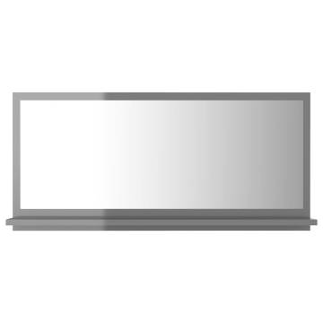 High Gloss Grey Bathroom Mirror - 80x10.5x37 cm | HipoMarket