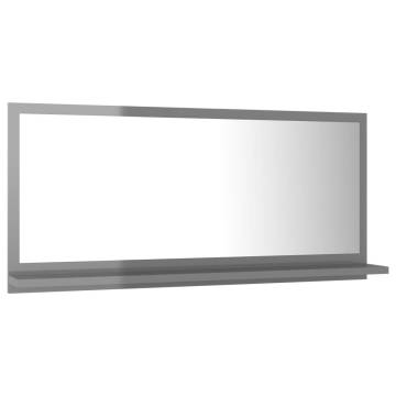 High Gloss Grey Bathroom Mirror - 80x10.5x37 cm | HipoMarket