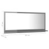 High Gloss Grey Bathroom Mirror - 80x10.5x37 cm | HipoMarket