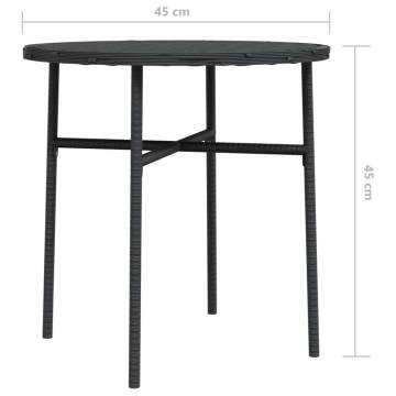 Stylish Black Tea Table - 45 cm Poly Rattan for Your Outdoor Space